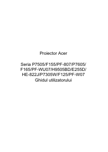 Manual Acer P7505 Proiector