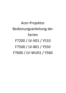 Bedienungsanleitung Acer F7200 Projektor
