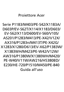 Manuale Acer X113P Proiettore