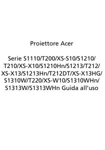 Manuale Acer S1213 Proiettore