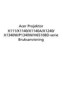 Bruksanvisning Acer H6510BD Projektor