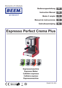 Bedienungsanleitung Beem W1.001 Perfect Crema Plus Espressomaschine