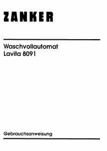 Bedienungsanleitung Zanker Lavita 8091 Waschmaschine