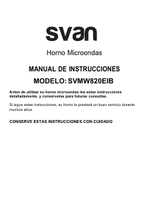 Manual de uso Svan SVMW820EIB Microondas