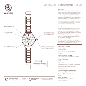 Bedienungsanleitung Holzkern Midnight Sun Armbanduhr