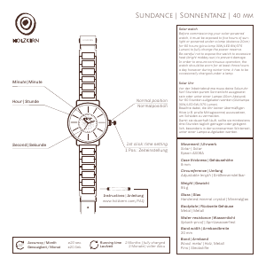 Bedienungsanleitung Holzkern Sonnensturm Armbanduhr