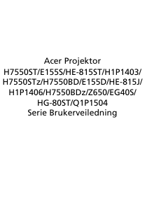 Bruksanvisning Acer H7550BDz Projektor
