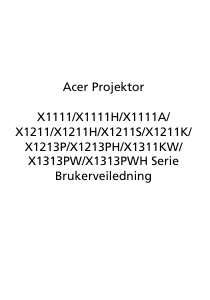 Bruksanvisning Acer X1111A Projektor