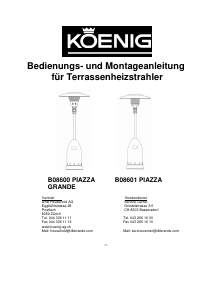 Bedienungsanleitung Koenig B08601 Piazza Terrassenheizer