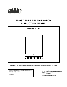 Manual Accucold AL54SSHH Refrigerator