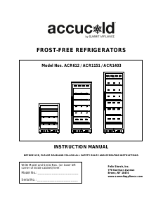 Handleiding Accucold ACR1151 Koelkast