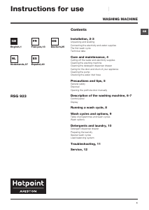 Bedienungsanleitung Hotpoint-Ariston RSG 923 EU Waschmaschine