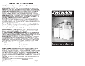 Manual Juiceman JM210 Juicer