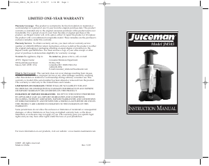 Manual Juiceman JM503 Juicer