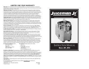 Manual Juiceman JM1 Juicer