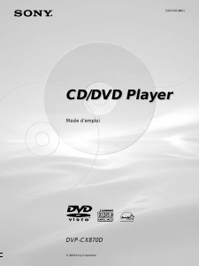Mode d’emploi Sony DVP-CX870D Lecteur DVD