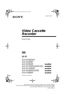 Mode d’emploi Sony SLV-SE700E2 Magnétoscope