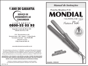 Manual Mondial P-10 Fashion Pink Alisador de cabelo