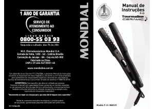 Manual Mondial P-15 Tourmaline Ceramic Alisador de cabelo