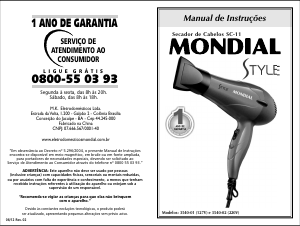 Manual Mondial SC-11 Style Secador de cabelo