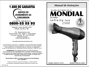 Manual Mondial SC-12 Infinity 2500 Secador de cabelo