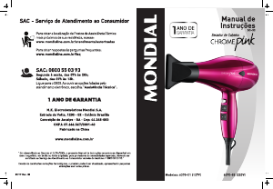 Manual Mondial SC-33 Chrome Pink Secador de cabelo