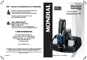 Manual Mondial BG-03 SuperGroom 10 Aparador de cabelo