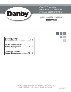 Manual Danby DBC039A1BDB Refrigerator