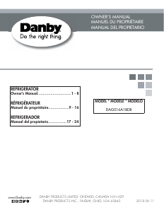 Handleiding Danby DAG016A1BDB Koelkast