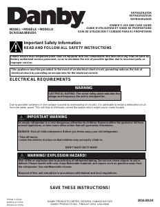 Manual de uso Danby DCR016A3BBUD5 Refrigerador