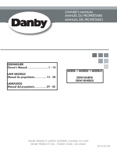 Mode d’emploi Danby DDW1804EW Lave-vaisselle