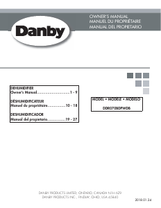 Handleiding Danby DDR070BDPWDB Luchtontvochtiger