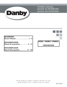 Handleiding Danby DDR050BGWDB Luchtontvochtiger