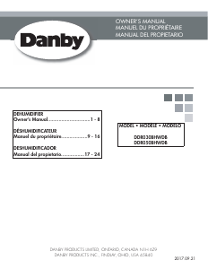 Handleiding Danby DDR050BHWDB Luchtontvochtiger