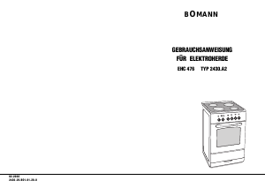 Bedienungsanleitung Bomann EHC 476 Herd