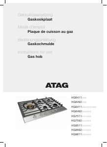 Handleiding ATAG HG6411WEBA Kookplaat