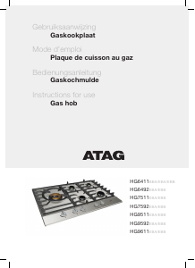 Mode d’emploi ATAG HG6492WEBA Table de cuisson