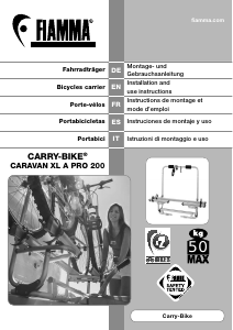 Manual Fiamma Carry-Bike XL A Pro 200 Bicycle Carrier