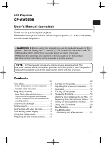Manual Hitachi CP-AW3506 Projector