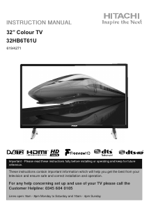 Manual Hitachi 32HB6T61U LED Television