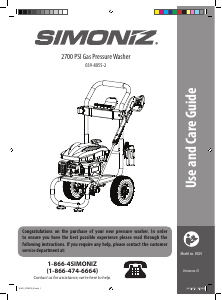 Manual Simoniz 039-8055-2 Pressure Washer