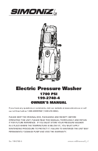 Manual Simoniz 199-2740-4 Pressure Washer