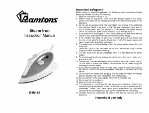 Handleiding Ramtons RM/187 Strijkijzer