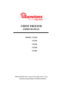 Manual Ramtons CF/231 Freezer