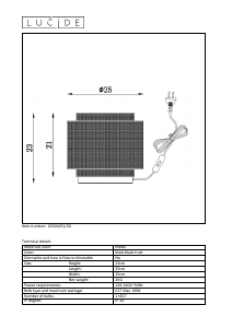 Hướng dẫn sử dụng Lucide 02504/01/30 Orrin Đèn