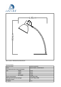 Bruksanvisning Lucide 03613/01/31 Curf Lampa