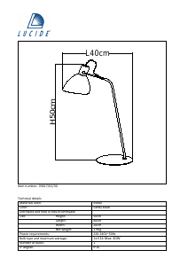 Mode d’emploi Lucide 03617/01/30 Shadi Lampe