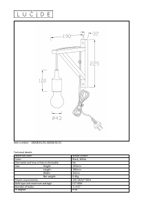 Kullanım kılavuzu Lucide 08208/01/30 Fix wall Lamba