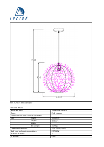 Manual Lucide 08402/40/17 Noon Candeeiro