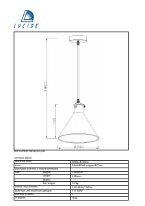 Mode d’emploi Lucide 08414/01/60 Vitri Lampe